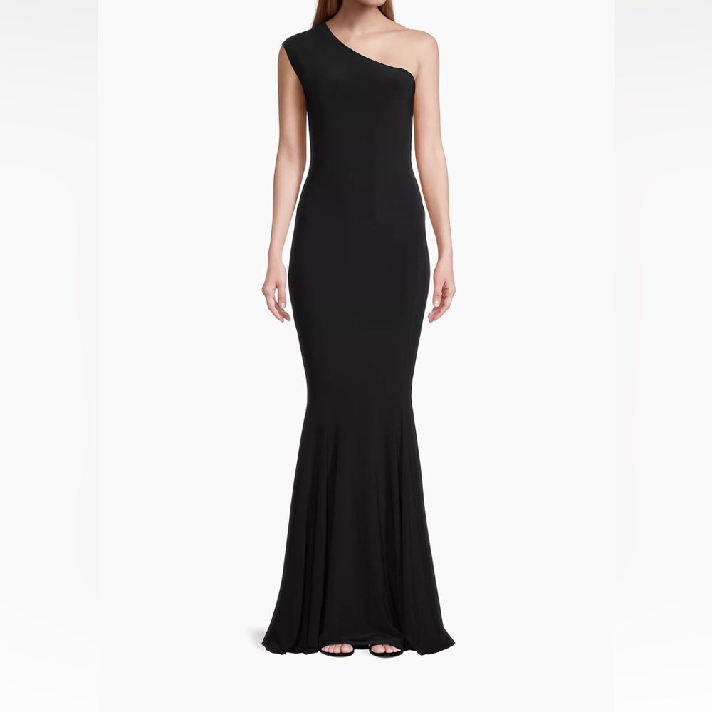 Norma Kamali One Shoulder Black Long Gown Dress Mermaid Skirt Large/40 Formal